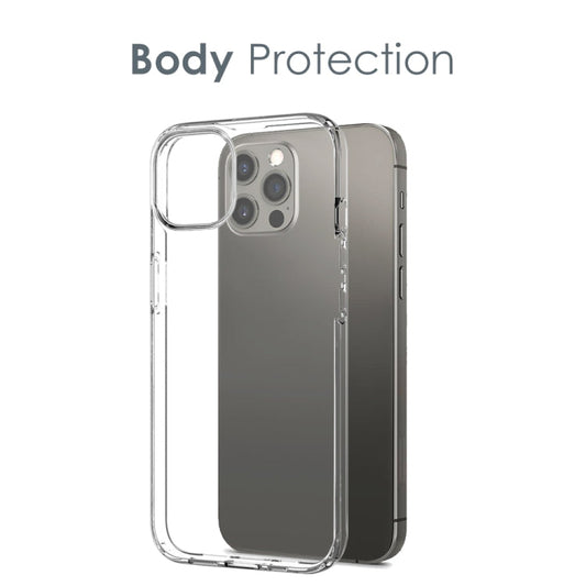 Pour iPhone 12 Pro, coque de téléphone 3-en-1 en TPU NORTHJO avec film de protection d'écran et film de protection d'objectif (transparent)