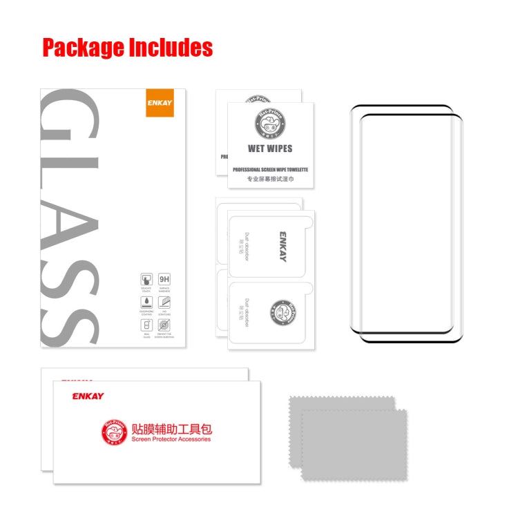 Pour Xiaomi 14 Pro 2pcs Film en Verre Trempé ENKAY Hat-Prince à Colle Pleine pour Pliage à Chaud