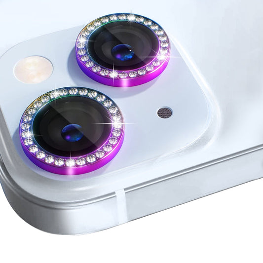 For iPhone 15 / 15 Plus NORTHJO Camera Lens Protector Tempered Glass Metal Rhinestone Ring Film(Colorful)