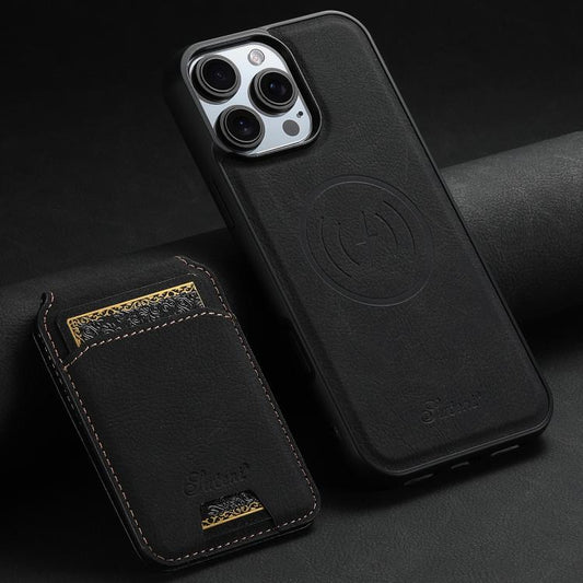 For iPhone 17e / 16e Suteni H16 Litchi Texture Leather Detachable Wallet Back Phone Case(Black)