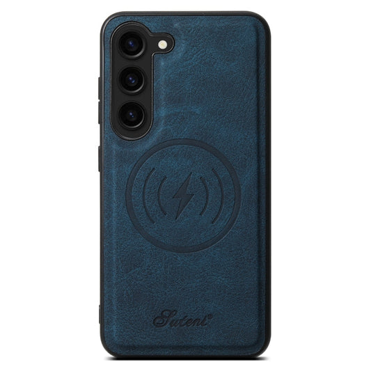 Pour Samsung Galaxy S24 5G Étui de téléphone arrière en cuir amovible Suteni H16 à texture litchi (bleu)