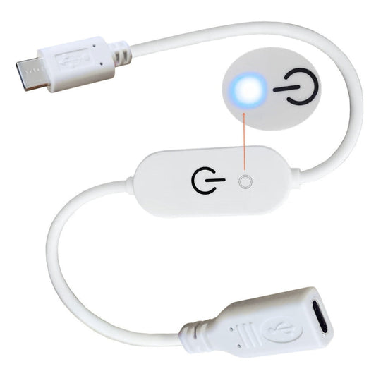 Type-C Male to Female LED Touch Inline Dimmer Switch Controller for Single Color, Length 30cm(White)