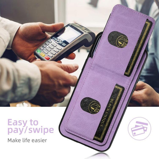 For iPhone 17e / 16e Suteni H03 Litchi Leather Card Bag Stand Back Phone Case(Purple)