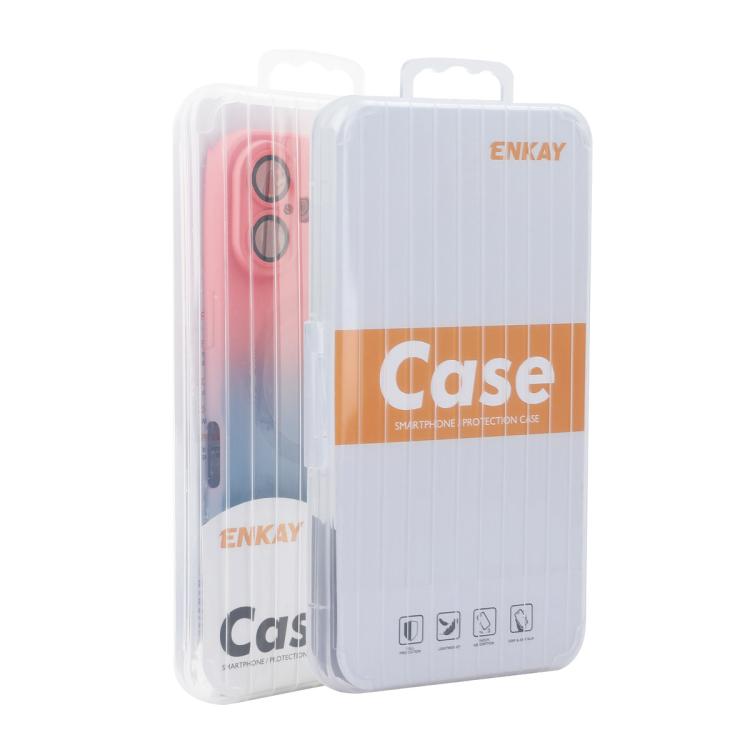 For iPhone 16 ENKAY Hat-Prince MagSafe Rainbow Gradient Silicone Phone Case with Lens Film(Orange Yellow)