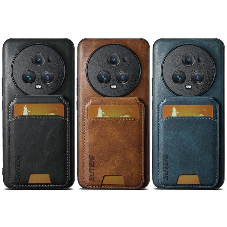For Honor Magic6 Pro Suteni H02 Leather Wallet Stand Back Phone Case(Brown)