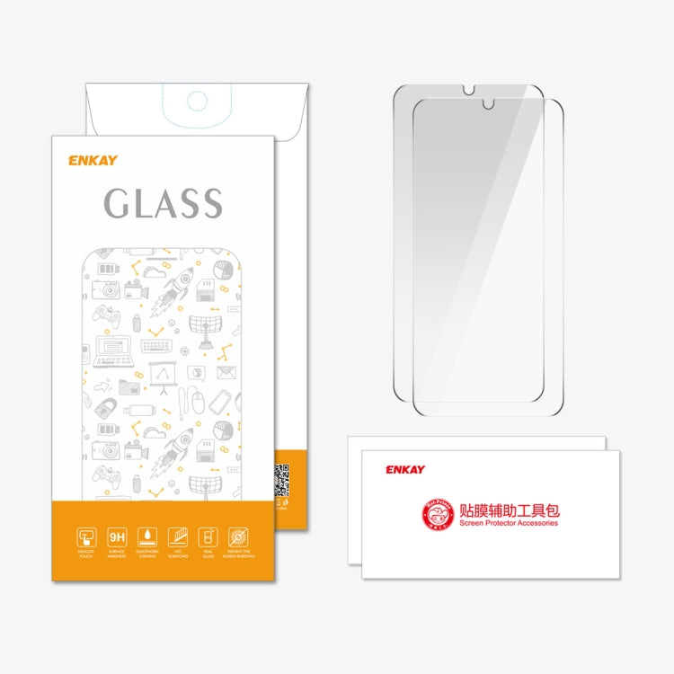 For Honor Play 40 2pcs ENKAY 9H Big Arc Edge High Aluminum-silicon Tempered Glass Film