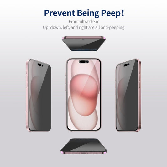 For iPhone 15 Plus 2pcs ENKAY Hat-Prince 360 Degree Anti-peeping Privacy Full Screen Tempered Glass Film