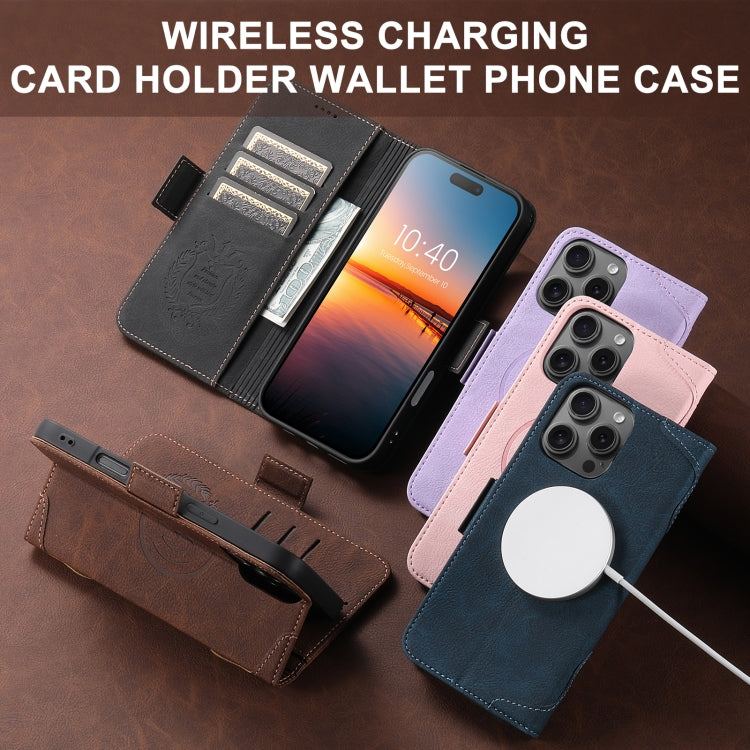 For iPhone 15 SUTENI J07 Multifunctional Horizontal Flip Magsafe Leather Phone Case(Black)