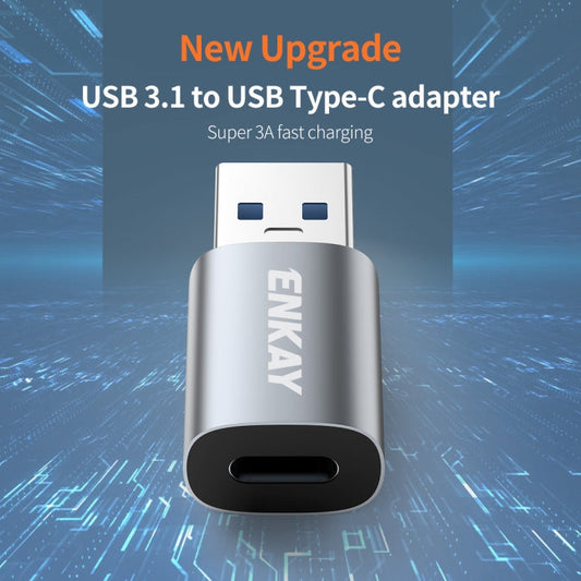 ENKAY ENK-AT118 Aluminium Alloy Male USB 3.1 to Female Type-C Data Adapter Converter Support Fast Charging