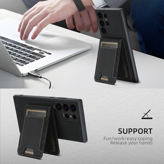 For Samsung Galaxy Note20 Suteni H17 Litchi Texture Leather MagSafe Detachable Wallet Phone Case(Black)