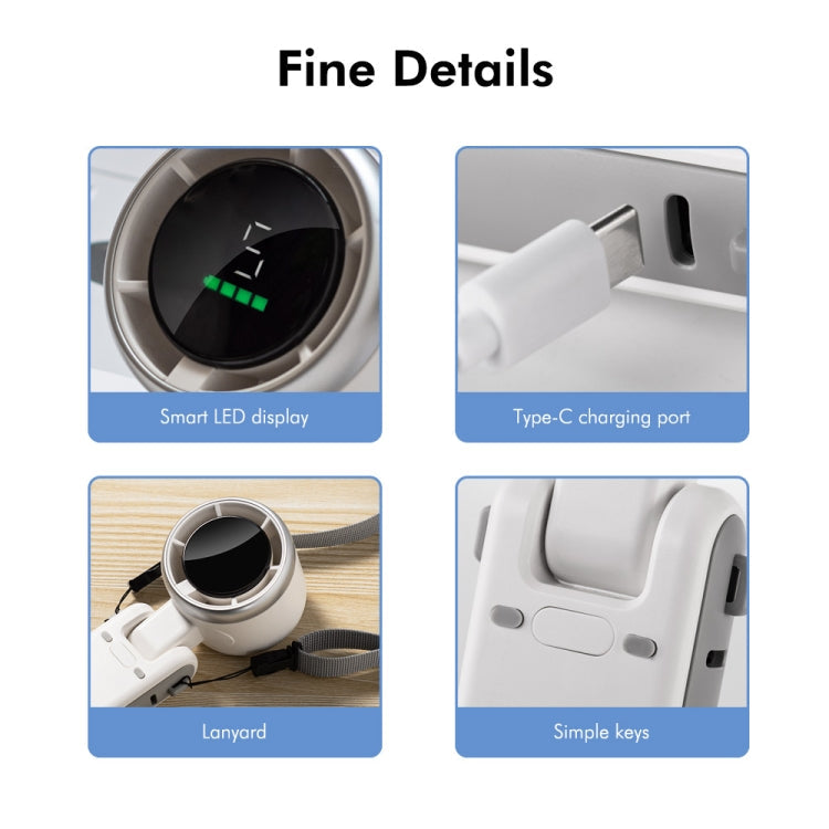 ENKAY Hat-Prince 3600mAh Battery Max 8H Cooling times Foldable Neck Turbo Fan with Digital Display(Black)