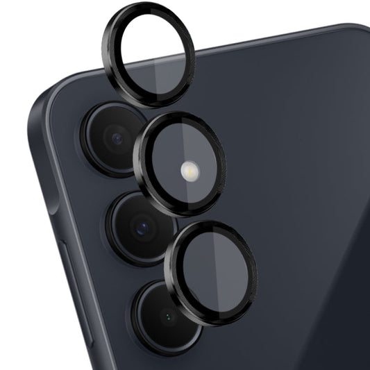 Pour Samsung Galaxy A35 5G NORTHJO Caméra Objectif Veine CD Anneau Métal Film Verre Trempé (Noir)