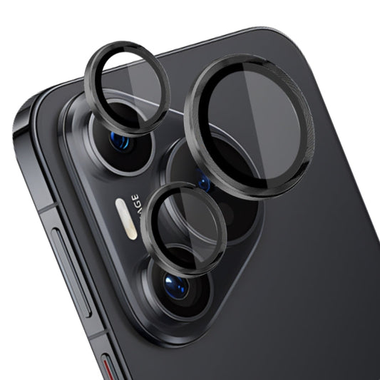 Pour Huawei Pura 70 NORTHJO Verre Trempé d'Objectif d'Appareil Photo avec Anneau Métallique CD Vein (Noir)