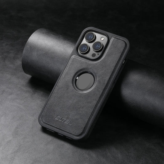 Pour iPhone 12 Pro Max Étui de téléphone arrière en cuir Suteni G1 Magsafe (noir)