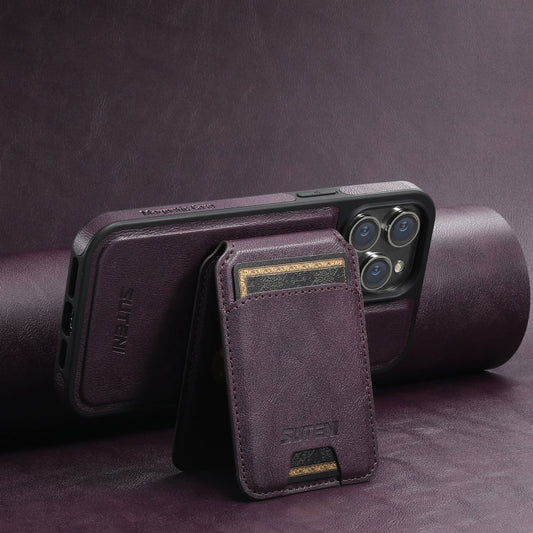 Pour iPhone 12 Pro Suteni M2 Huile Cire MagSafe Étui de Téléphone à Rabat Horizontal avec Porte-Cartes (Noir)