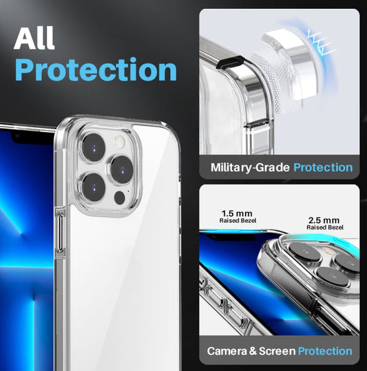 Pour iPhone 13 Pro Max NORTHJO Étui de Téléphone Transparent 3 en 1 avec Film de Protection d'Écran + Film de Protection d'Objectif Arrière