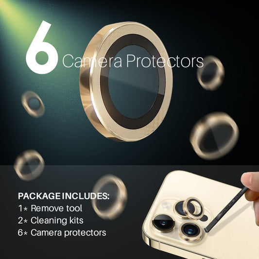 For iPhone 15 Pro / 15 Pro Max NORTHJO 2 Set 6pcs Camera Lens Protector Cover Metal Ring(Gold)