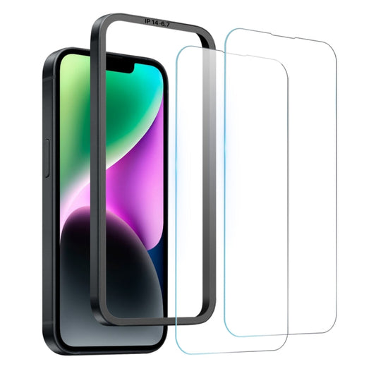 Pour iPhone 14 Plus NORTHJO 2 films de protection d'écran en verre trempé A++ avec cadre d'installation