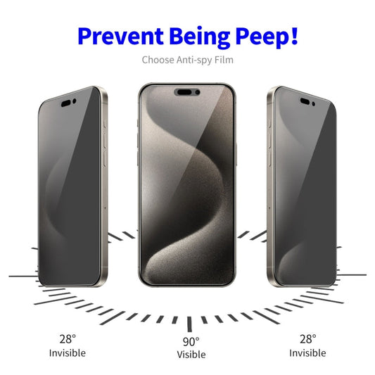 For iPhone 15 Pro 2pcs ENKAY Hat-Prince 28 Degree Anti-peeping Privacy Tempered Glass Film