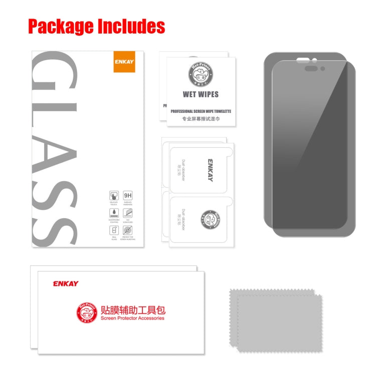 For iPhone 16 Plus 2pcs ENKAY Hat-Prince 28 Degree Anti-peeping Privacy Tempered Glass Film