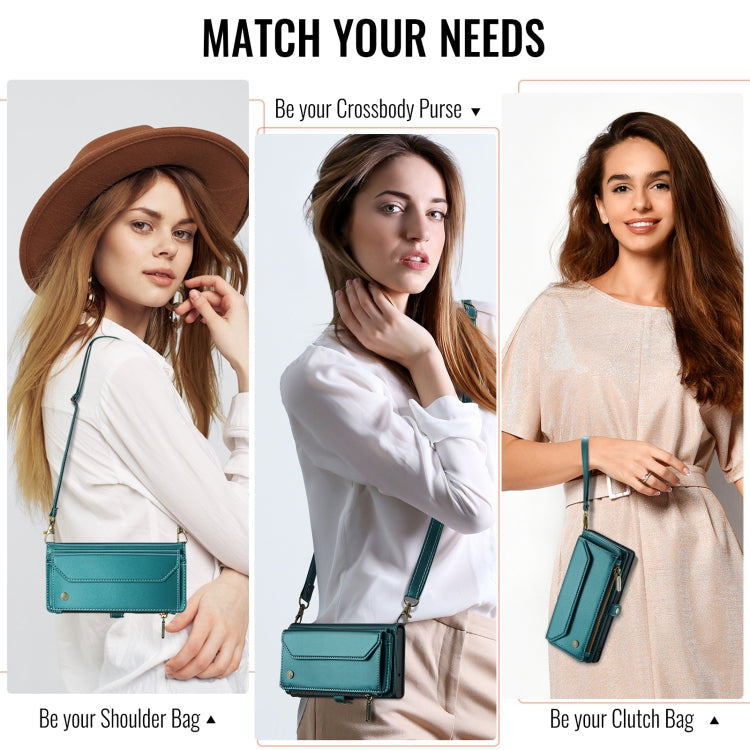 For iPhone 16 Plus CaseMe C36 Card Slots Zipper Wallet RFID Anti-theft Leather Phone Case(Blue)