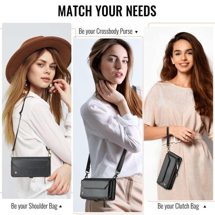 For iPhone 16 CaseMe C36 Card Slots Zipper Wallet RFID Anti-theft Leather Phone Case(Black)