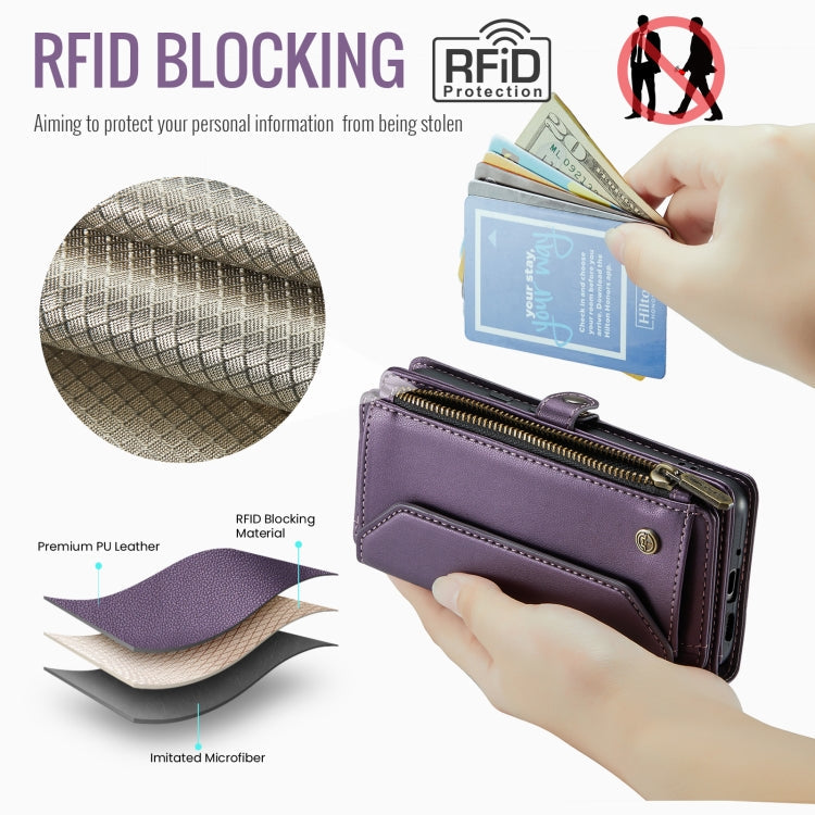 For Google Pixel 10 / 10 Pro / 9 CaseMe C36 Card Slots Zipper Wallet RFID Anti-theft Leather Phone Case(Purple)