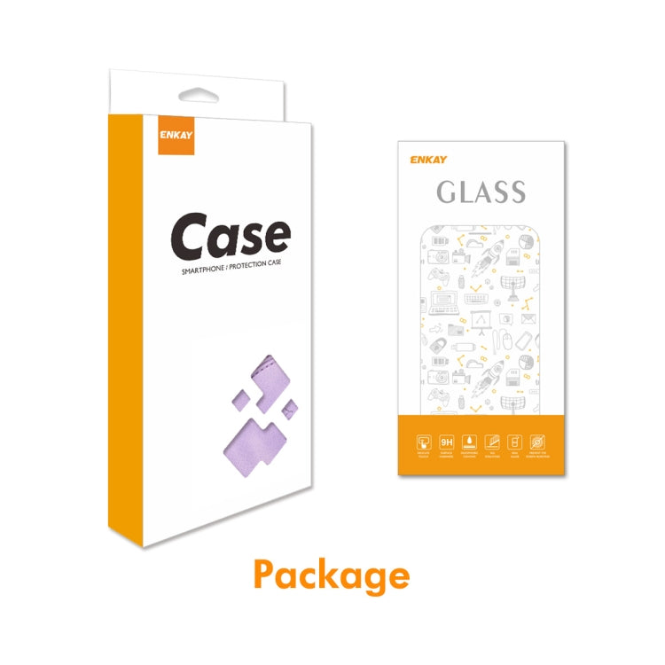 For iPhone 16 Plus ENKAY Embossed Rhombus Starry Leather Phone Case with Screen Film(Green)