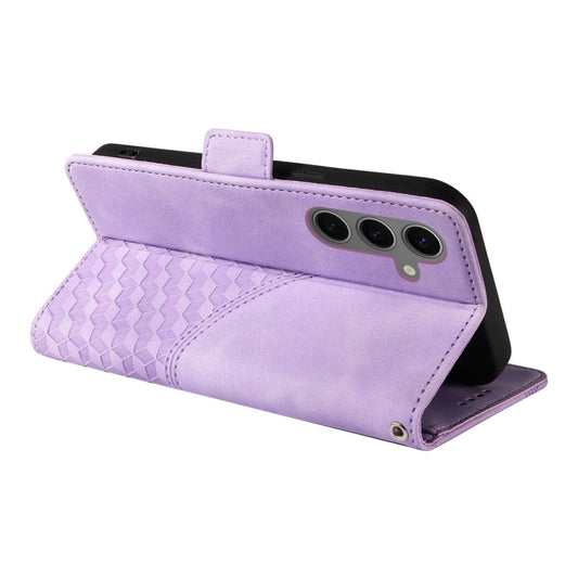 For Samsung Galaxy S25 5G / S24 5G ENKAY Embossed Rhombus Starry Leather Phone Case with Screen Film(Purple)
