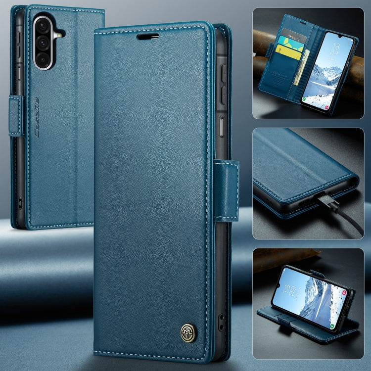 For Samsung Galaxy A26 CaseMe 023 Butterfly Buckle Litchi Texture RFID Anti-theft Leather Phone Case(Blue)