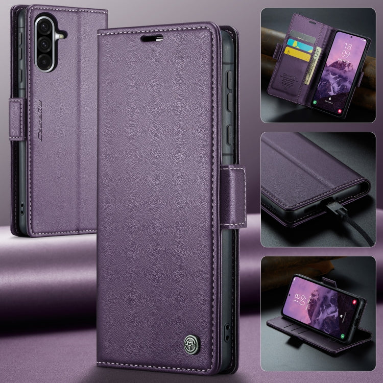 For Samsung Galaxy A36 CaseMe 023 Butterfly Buckle Litchi Texture RFID Anti-theft Leather Phone Case(Purple)