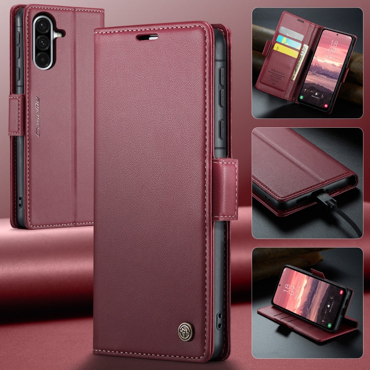 For Galaxy A56 5G CaseMe 023 Butterfly Buckle Litchi Texture RFID Anti-theft Leather Phone Case(Red)
