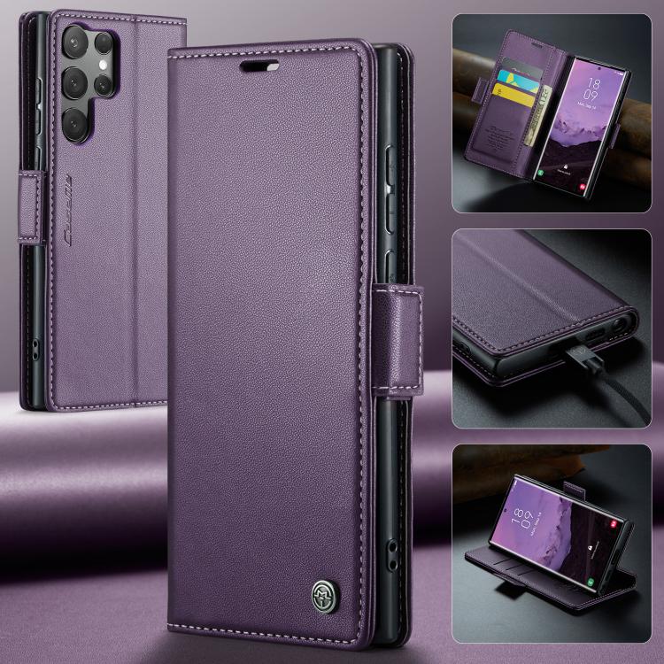 For Samsung Galaxy S25 Ultra 5G CaseMe 023 Butterfly Buckle Litchi Texture RFID Anti-theft Leather Phone Case(Purple)