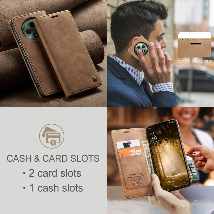 Pour OPPO Reno12 F /12 FS 5G Coque Téléphone en Cuir à Rabat Horizontal Multifonctionnel CaseMe 013 (Marron)