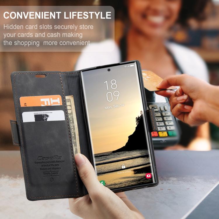 For Galaxy S25 Ultra 5G CaseMe 013 Multifunctional Horizontal Flip Leather Phone Case(Black)