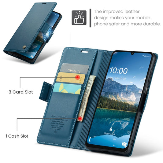 For Samsung Galaxy A07 / A06 CaseMe 023 Butterfly Buckle Litchi Texture RFID Anti-theft Leather Phone Case(Blue)