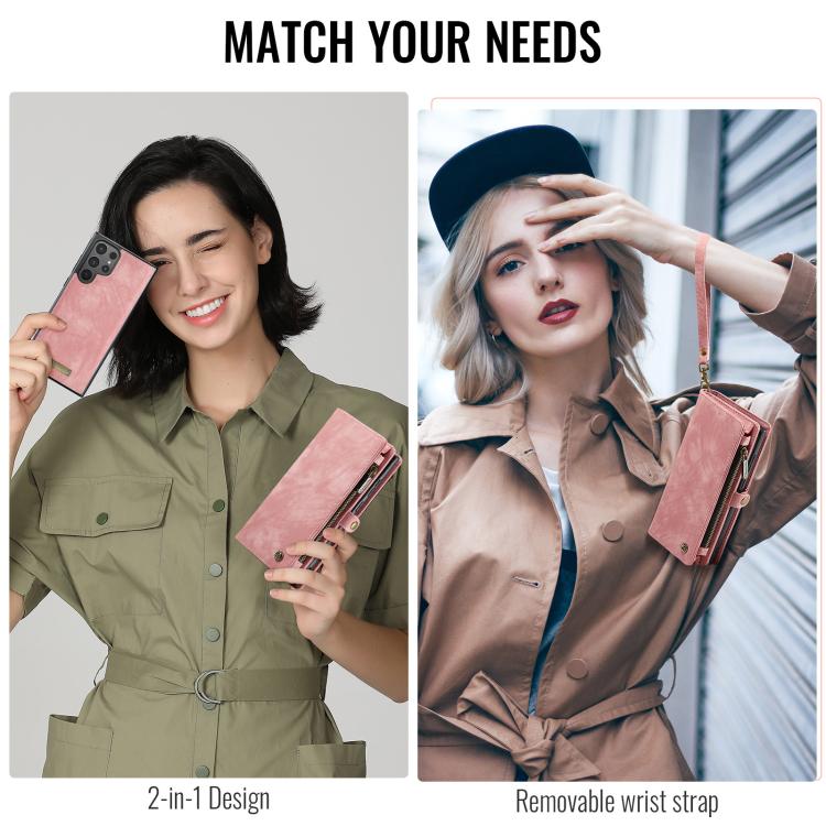 For Samsung Galaxy S25 Ultra 5G CaseMe 008 Detachable Multifunctional Leather Phone Case(Pink)