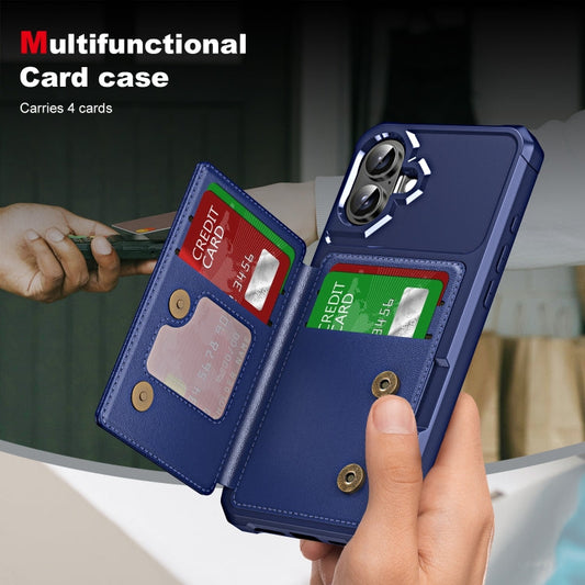 For iPhone 16 ENKAY Hat-Prince Card Slot Wallet TPU Back Leather Phone Case with Lens Film(Dark Blue)