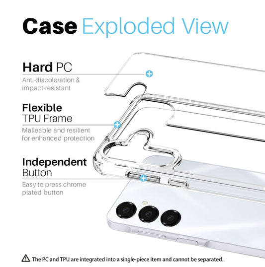 For Samsung Galaxy A15 5G / 4G NORTHJO 3 in 1 Clear Phone Case with Screen Protector Lens Film