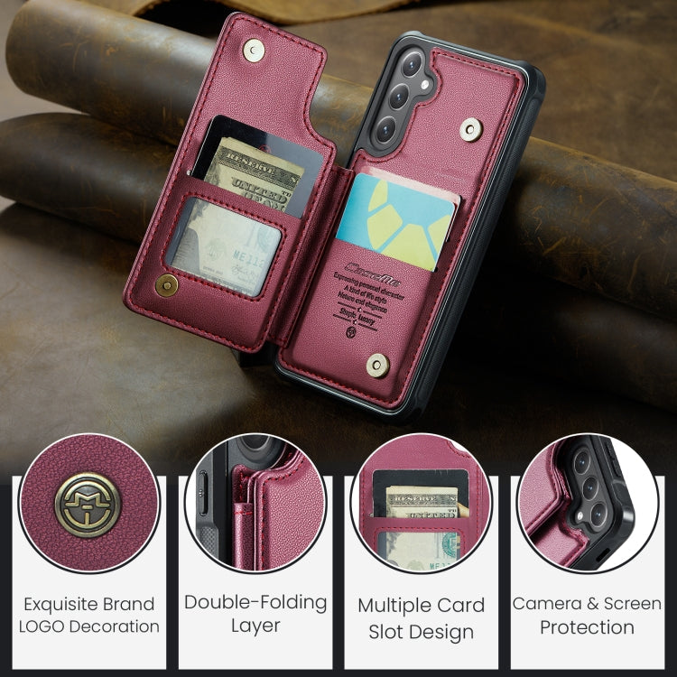 For Samsung Galaxy S25+ 5G CaseMe C22 Card Slots Holder RFID Anti-theft Phone Case(Red)