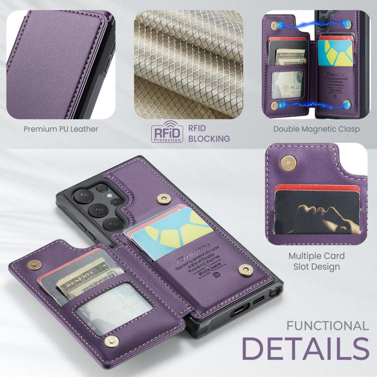 Pour Samsung Galaxy S25 Ultra 5G Étui de téléphone CaseMe C22 avec porte-cartes et protection RFID anti-vol (violet)