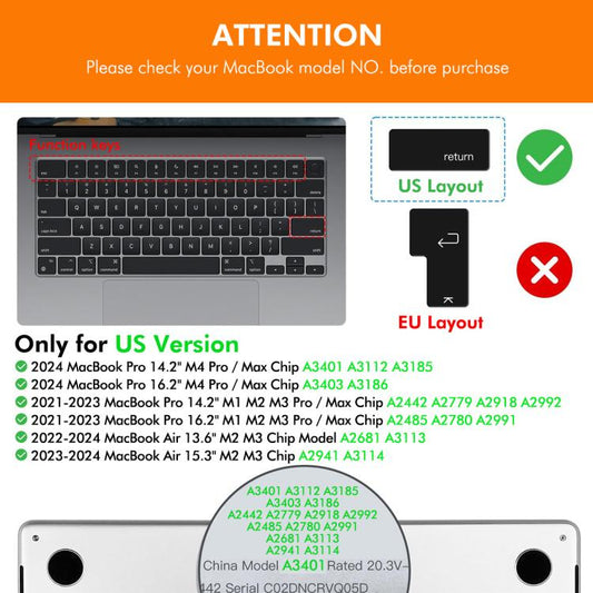 For MacBook Air 13.6 / 15.3 & Pro 14.2 / 16.2 ENKAY US Version Keyboard Cover Soft Silicone Protective Film(Black)