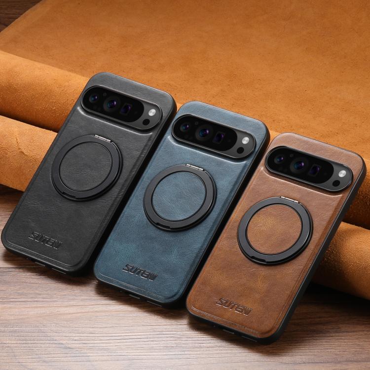 For Google Pixel 10 Pro Suteni G3 Oil Wax 360 Rotation Holder MagSafe Back Phone Case(Blue)