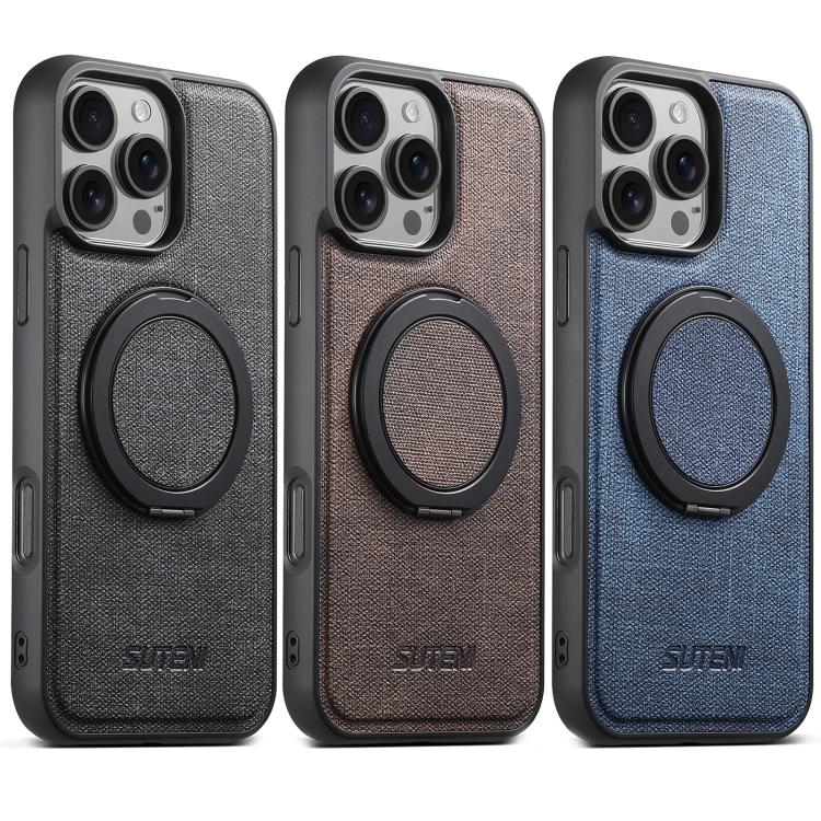 Pour iPhone 12 Pro Max Étui de Téléphone en Cuir Jean Suteni G3 avec Support Rotatif à 360° et Magsafe (Marron)