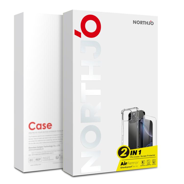 For iPhone 15 Pro Max NORTHJO 2 in 1 TPU Airbag Shockproof Phone Case with Screen Film(Clear)