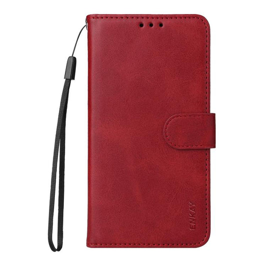 For Honor 400 Pro Global ENKAY Card Wallet Calf Texture Leather Phone Case with Full Glue Coverage Soft Hydrogel Film(Red)