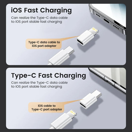 Adaptateur USB C vers Lightning (femelle) pour charge rapide sur iPhone