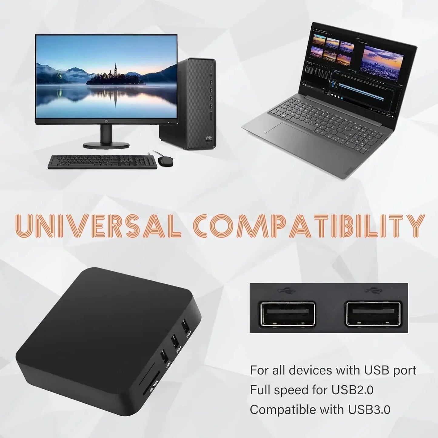 All In One Memory Card Reader USB External Cardreader SD SDHC Mini Micro M2 MMC XD CF Reader For MP3, Digital Camera