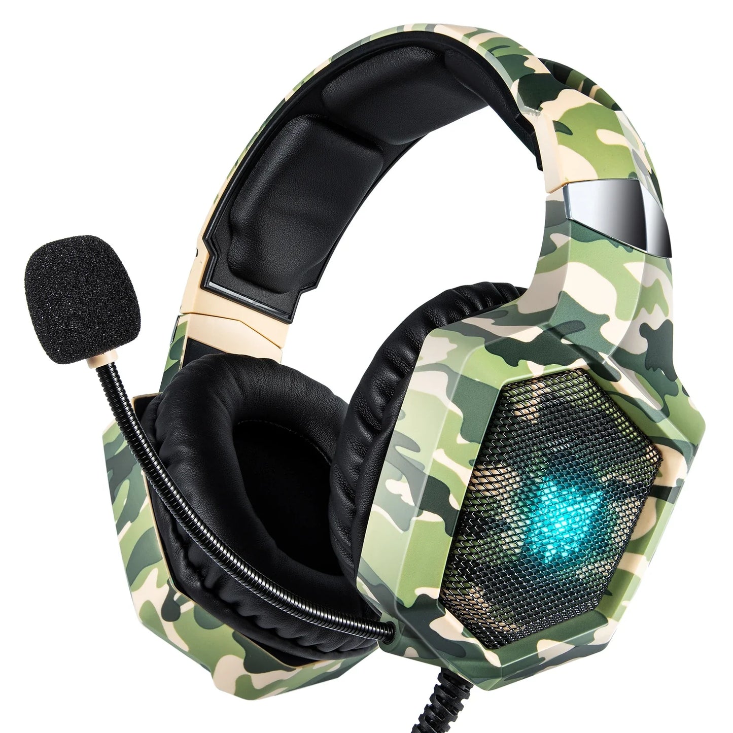 K8 Wired Gaming Headphones with Flexible HD Mic RGB Lighting Effect Over-Ear Wired Headset Gamer for PC Gaming Xbox