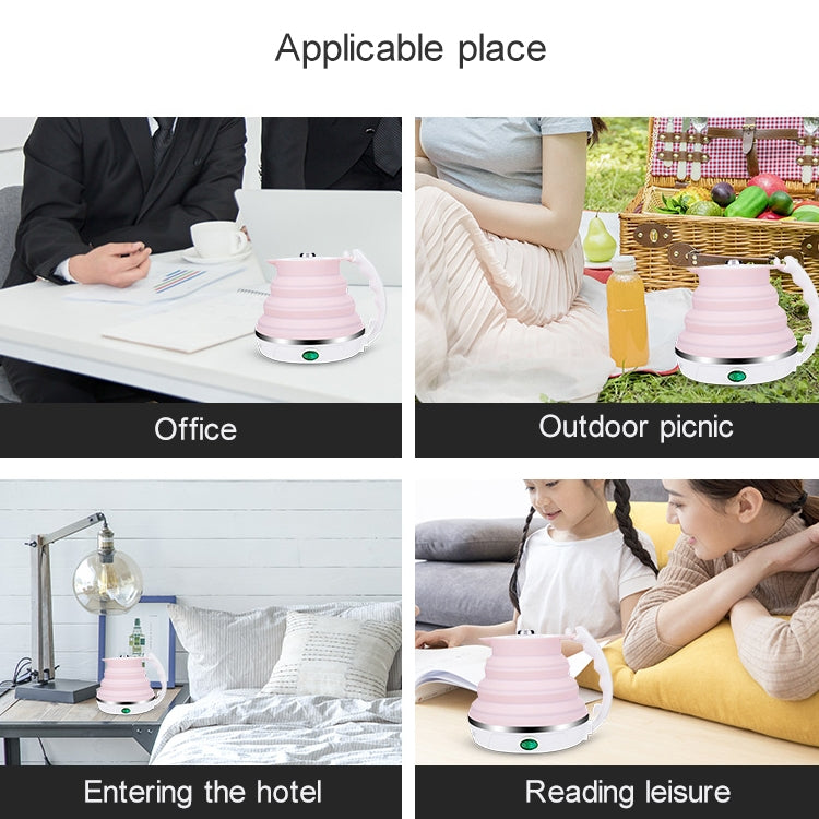 Bouilloire Électrique Pliable en Silicone, Intelligente à Température Constante pour Voyage et Camping, Spécification du cordon d'alimentation : Prise EU (Rose)